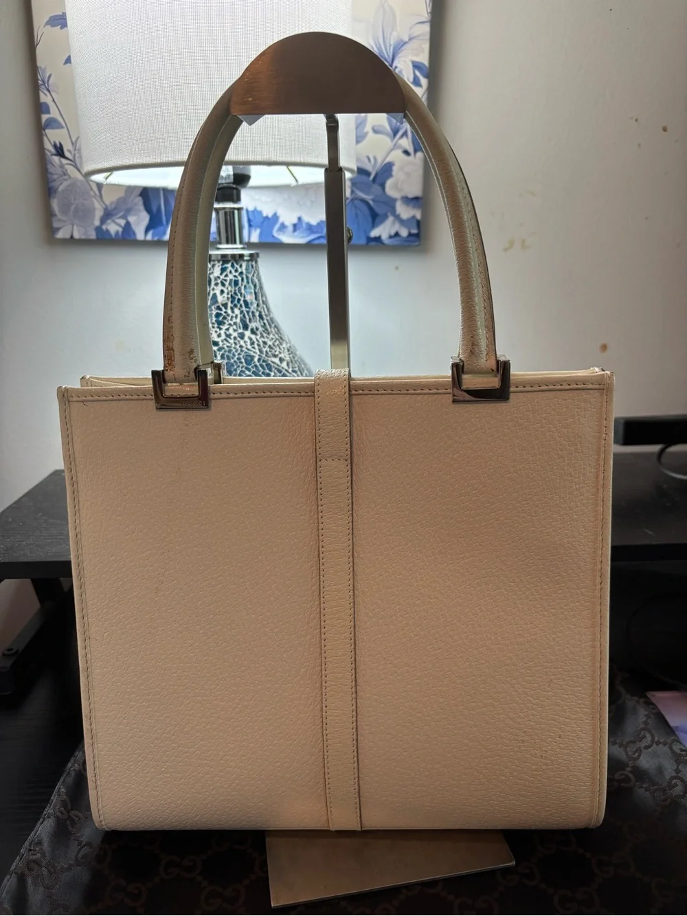 ARCHIVAL Rare Vintage Gucci Tom Ford Off-White Pebbled Leather Jackie Tote Bag